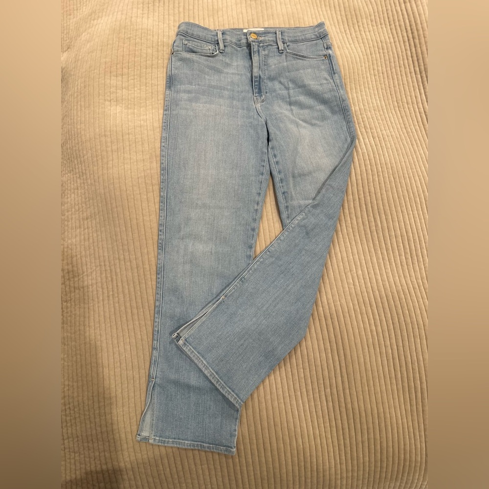 Frame Le Sylvie Crop Denim Blue Straight Leg Jeans